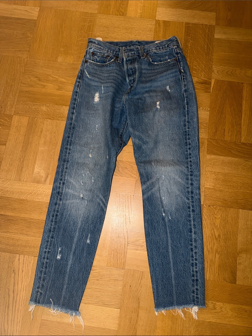 Levi's Slim Straight Distressed Blue Jeans